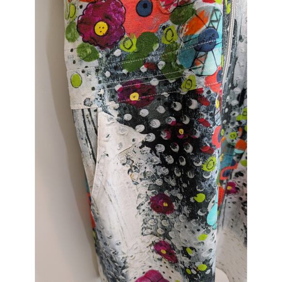 Art Simply by Dolcezza Colorful Floral Full Zip Sleeveless Dress M Pockets - Picture 4 of 11